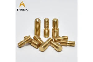 Custom Brass Metric Threaded Rods M3 Double-End Studs with Blind Hole Pointed End High Conductivity Easy Alignment