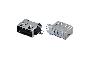 USB 2.0 Type A Connector 4 Pin Female Connector 90 Degree Horizontal Mount Side Insert Charging Port 10mm Short Receptacle