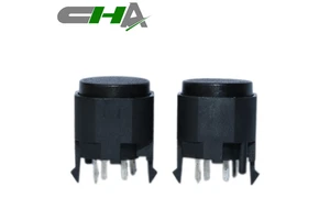 C3002A-C2 Black Button Vertical 4 Pin Terminal Two Step Push Button Switch With Snap-in Pegs