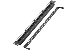 24-Port Network Cable Rack-Type Category 5E Patch Panel Module Durable & Reliable Ethernet Connectors with Cabinet Bracket