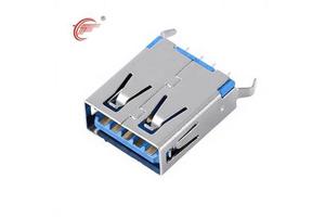 USB3.0 Connector Vertical Plug Base AF180 Degree Double Row In-line Blue Glue Straight Edge H = 15.0mm Copper PCB USB Connector