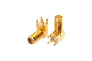 RF Coaxial Connector Right Angle 20mm Length Female Through Hole PCB Mount SMA Connector Amphe 132203