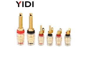 Gold Plated Red Black Banana Plug Connector Binding Post Screw Pin Terminal Transparent Shell for Audio Amplifier Speaker