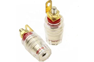 GIET Gold-plated M4 Copper Transparent Crystal Waterproof Male/Female Banana Plug Socket for Power Amplifier Speaker Cabinet