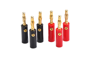 Black+Red 4.0 mm Banana Connector with 2P Gold-Plated Solderless Pin Electronics Brass Contact Material