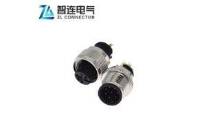 M12 Circular Male Head Line End Connector IP68 Rated 250V Gold-Plated Copper Contact 2 3 4 5 6 8 12pin
