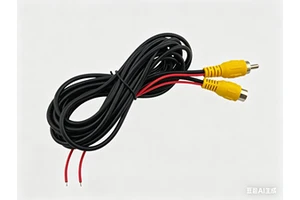 Premium RCA Video Cable with Power Lead, Male to Bare Wire Connector for Automotive Backup Camera & Audio Systems Wire Harness