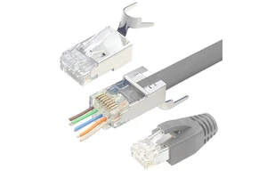 ZoeRax 1set OD 1.5mm RJ45 Modular Plugs & 8.5mm Protective Cover Ethernet CAT7 STP Gold Plated Pass-Through Connectors