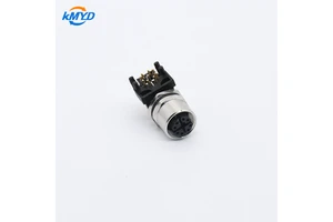 M12 X-Coded Ethernet Connector IP67 Waterproof 8 Pin Right Angle Female Socket PCB Mount