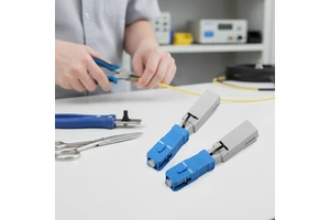 SC Fiber Optic Fast Connector Low Insertion Loss and Repeated Rapido De Flat Drop Cable Reutilizavel Conector Blue Quick