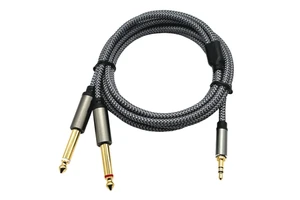 High Quality 3.5mm to Dual 6.35mm Gold Plated Audio Cable Stereo Adapter Male to Male 6.35mm Compatible Speakers Microphones