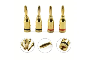 4mm Banana Plug Gold-Plated Black/Red Musical Audio Speaker Cable Wire Tip Connectors Audio Connector