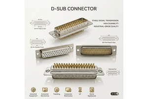 D-Sub DB50 Machined Pin Connector, Solder Type, Male & Female PBT Gold-Plated High-Performance Industrial/IoT Connector