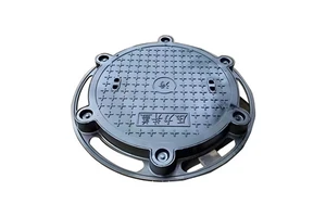 Jingdong Ductile Cast Iron Manhole Cover with Frame Customized Size Black Durable for Road Safety