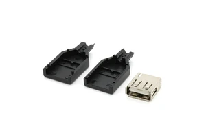 Customized USB 2.0 A Type Female Connector with Plastic Cover Diy 4Pin USB 2.0 Connector