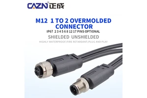 M12 1 To 2 Male Female Cable Y Branch Splitter Connector 4 Pin 5 Pin Waterproof Unshielded 1 Meter PVC Circular Overmolded Plug