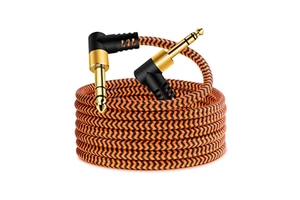1/4 Inch TRS Instrument Cable , Right Angle 6.35mm Male Jack Stereo Audio Interconnect Cord,Compatible for Bass,Mixer,Amp,ect