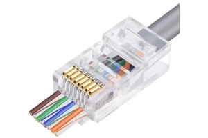 Solid Cat 6 RJ45 Connectors with Cat 6 Ends Modular Plugs/Ethernet/Network Connectors Pass Communication Cables