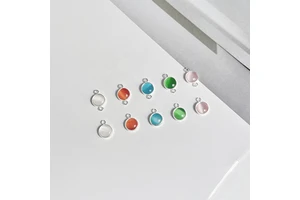 Hot Sales 925 Sterling Silver 6mm Cat's Eye Stone Fashion Pendants Charm for Jewelry Making Connectors