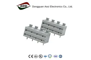 AOSI Push-In Terminal Block 7.5mm Connector FS1.5-XX-750-02 10A 300V Power Spring Loaded Copper Alloy Contacts Nylon Housing