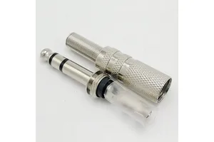 conector de audio/vdeo 6,35 mm macho plateado, compatible con dispositivos multimedia, ideal para transmisiones y conexiones