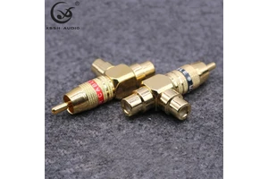RCA Connector Plug YIVO XSSH Audio Speaker Amplifier HIFI 3 Links 1 Male 2 Female Brass Plated Gold RCA Adaptors Socket Jack