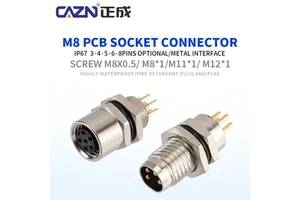 Screw M8 PCB Metal Socket 3 4 5 6 8 Pins Straight Version Male Female Front Back Mount Circular Connector