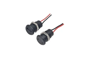 USB 3.1 Type c Female Charging Port 2 Pad Round Threaded Waterproof USB C Cable Connector with Light