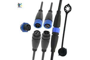 M16 2 Pin Waterproof Bayonet Connector with Pre-Wired Cable for Outdoor Low Voltage DC Power Supply IP68 Flame Retardant