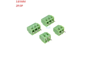 3.81-2P 3P 3.81MM pitch straight pin pcb screw terminal block connector 2PIN 3PIN green 3.81 2P 3 PIN