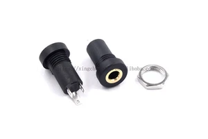 3.5mm Stereo Audio Socket Black Panel Mount Gold Plated Female Jack With 3Pins for Power Adapter and Connector Applications