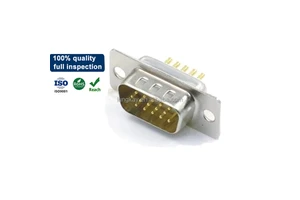 LUNG KAY High Quality D-SUB 15 Pin Male Connector Gold Plated VGA Plug Metal Shell Solder Type for Industrial Control & Computer