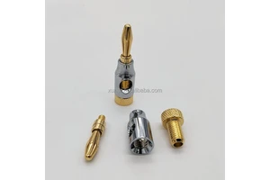 24K GOLD PLATED Aluminum Shell Copper Body Speaker Cable Hifi 4mm Banana Plug Terminal
