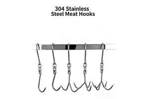 Factory Wholesale Commercial 304 Stainless Steel Heavy Duty Durable Meat Hooks Slaughter Tools 26lb+ Capacity Pork Beef Lamb