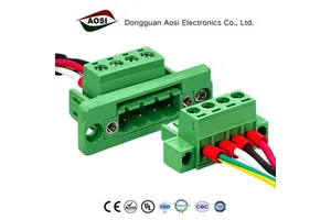 AOSI Plug-In Panel Fixed Through-Wall Terminal Block 5.08 Solderless Connector Docking Type 2EDGWC With Lug Terminals