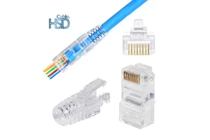 High Quality 100pcs Per Bag Factory OEM Cat5 Cat5e Network EZ Pass Through UTP Unshielded RJ45 Modular Plug Connectors