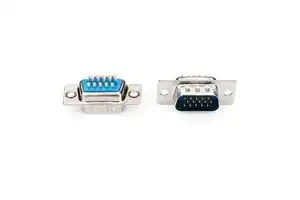 Durui D-SUB 15 Pin Male VGA Connector Stainless Steel Housing Silver Alloy Contacts IP55 Rated 12A Rectangle Wire Connections