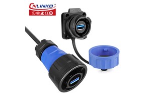 YM24 USB Panel Mount Usb Port Waterproof USB 3.0 Cable Connector for Industry Equipment