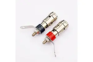 Brass Large-Sized Spring Terminal Posts Push-Button Self-Locking Speaker Power Amplifier Terminals Adapter
