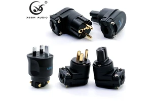 15A Right Angle Electrical Connectors YIVO XSSH Audio HIFI Video Pure Copper Plated Rhodium Gold US EU UK AU AC Power Plug 250V