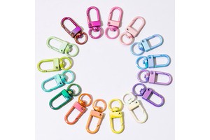 Colorful UV Coated Spring Snap Hooks with Keychain Rings Metal Lobster Claw Clasps DIY Alloy Connector Accessories for Bags Keys