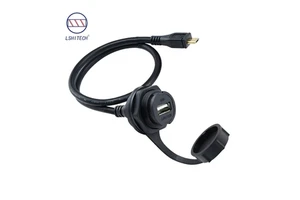 USB 2.0 3.0 Panel Mount Copper Contact Nylon Housing IP68 Bayonet to Micro USB Connector with Cable