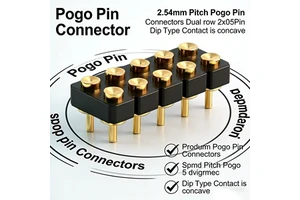 2.54mm Pitch Dual Row 2x5 Pin Pogo Pin Connector DIP Concave Contact Spring Loaded Header For PCB Smart Wearables