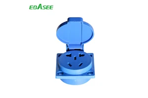Manufacturer Plastic 16A 2-pin+E BLUE Screw Terminal IP54 Industrial Panel Socket Eu Schuko Socket