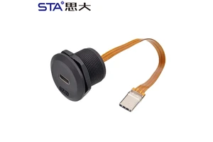 TypeC 3.1 Waterproof Connector Fast Charging Data Signal Aviation Plug FPC 10cm 20cm Cable Female Socket to Male Plug Adaptor