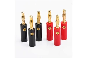 Black+Red 4.0 mm Gold Plated Solderless Banana Connector