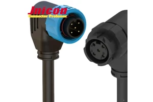 IP67 Waterproof 90 Degree 5 Pin Rectangle Connector Push Lock Wire Mounted Circular Plug Molded With Cable