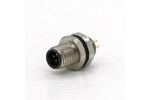 4pin Male Back mounting PCB type M5 panel mount connector for sensor connector