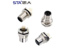 M12 Waterproof Connector 2 3 4D 5B Code 6 8 12 17 Pin Solder PCB Circular Socket Male Female Aviation Plug Shell Grounded
