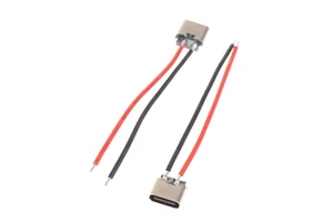 USB Type-C 2Pin Soldered Female with Wire 2P Type C 3A High Current Charging Port Connector for Mobile Phones Brand New